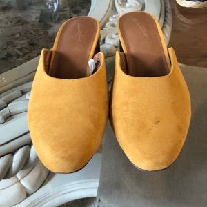 Mustard yellow slip on sandals/mules